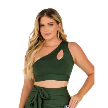Imagem de Top Cropped Fitness Feminino Tranversal Academia Treino Musculação Gin