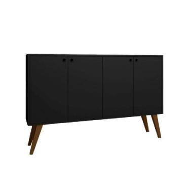 Imagem de Aparador Buffe Retro 4 Portas Preto Lituania Casa Mobilia - Casa Mobil