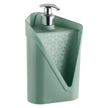 Imagem de Dispenser Detergente 500ml Sabonete Líquido Porta Esponja - Uz, Verde 