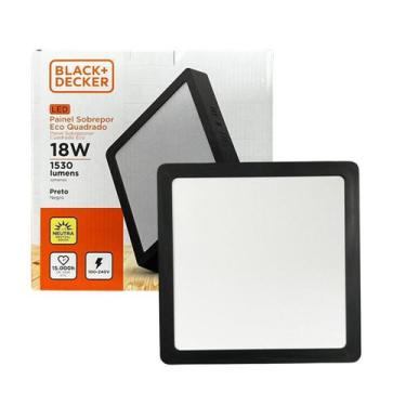 Imagem de 4 Plafon Quadrado Preto Sobrepor 18w Branco Neutro 4000K - Black+Decke