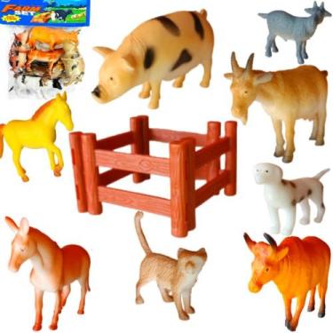 Imagem de Kit Fazendinha Brinquedo Infantil 8 Peças Fazenda - Toy King