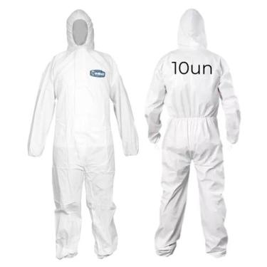 Imagem de Kit 10 Macacão de Proteção para Pintura Químico Impermeável com Capuz 