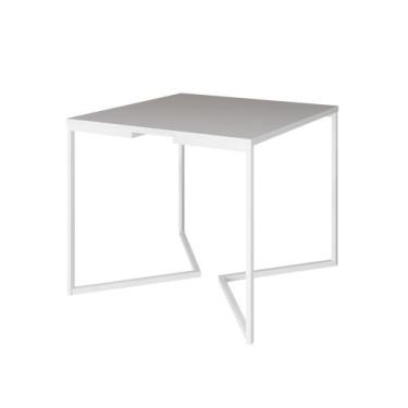 Imagem de Mesa Jantar Industrial Quadrada Branca 90cm Base V Ferro Branco - Up H