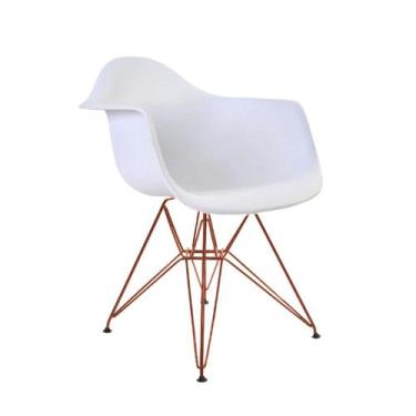 Imagem de Poltrona Eiffel Eames Branca com Braço Daw em Ferro Cobre - Up Home, P