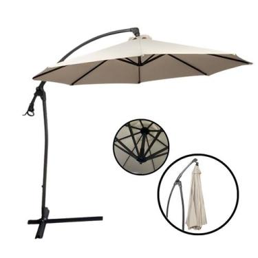 Imagem de Ombrelone Lateral Suspenso 3 Metros Jardim com Base e Manivela Importw