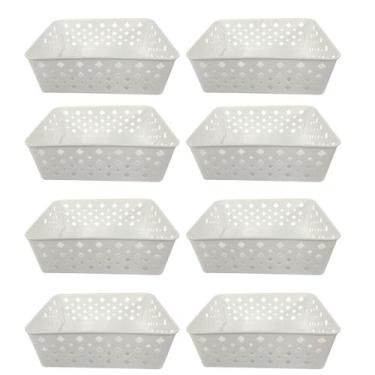 Imagem de Kit 8 Cesto Multiuso Organizador Premium Branco123Organizei - 123 Orga