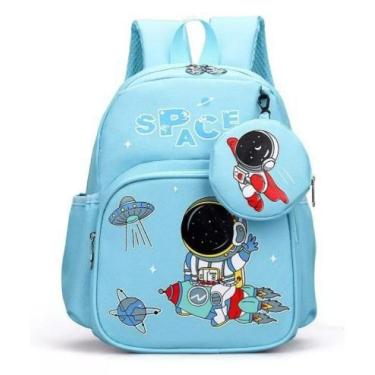 Imagem de Mochila Infantil Bebê Astronauta Azul Bebê Menino Creche - Carvalho Ve