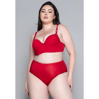 Imagem de Conjunto Lingerie Plus Size Luxo Com Bojo - WLS Modas, M, Vermelho