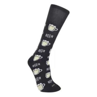 Imagem de Meia Cano Longo Divertida Trifil Humor Masculina, Preto, 38/43