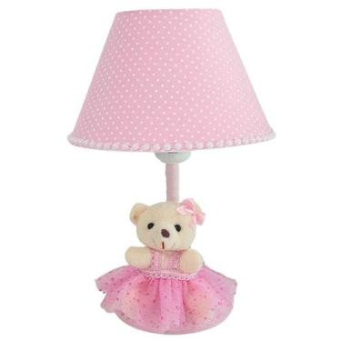 Imagem de Abajur Infantil De Mesa Bebê Ursa Rosa Liso - Erich Baby