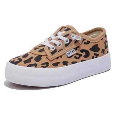 Imagem de OPOEE Meninos e meninas, sapatos de lona infantis de corte baixo, sapatos de skate preguiçosos de ajuste largo, Estampa de leopardo, 9 Wide Toddler
