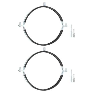 Imagem de uxcell 2 peças de braçadeira de suporte de tubo ajustável, 203 mm (203 mm), anel dividido para montagem no teto, suporte de tubo de ferro galvanizado com parafuso e tubo de expansão para tubo de tubo