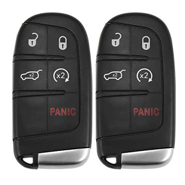 Imagem de X AUTOHAUX 2 peças de 433 MHz M3N40821302 controle remoto de entrada sem chave de substituição para Jeep Grand Cherokee 2014-2020 5 botões com chave de porta 46 chips