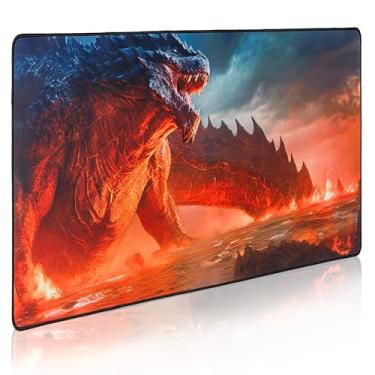 Imagem de GUNMJO Mouse pad para jogos estendido Dragon on Fire, superfície ultra suave para controle de mouse com precisão de pixel, costura antidesgaste durável, base de borracha antiderrapante, para