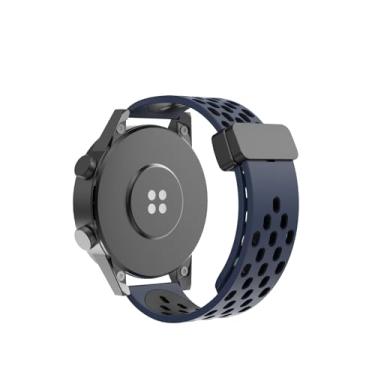 Imagem de YSuqiBB Pulseira de silicone magnética porosa respirável de 20 mm/22 mm à prova d'água, flexível, confortável, sem ferramentas, troca simples de um segundo, adequada para homens e mulheres (22 mm,