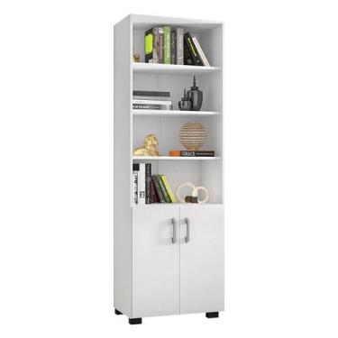 Imagem de Livreiro Office com Portas Pequenas Branco Trama - Móveis Leão - MOVEI