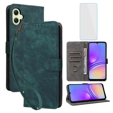 Imagem de IUQXU Capa carteira para celular Samsung Galaxy A05 com protetor de tela [bloqueio RFID] couro flip porta-cartão feminino masculino capa para celular para Samsung A 05 SM-A055F Galaxy 05A Ao5 4G LTE