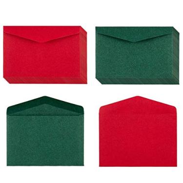Imagem de Pacote com 120 envelopes Kraft Mini Envelopes Natalinos Vermelhos e Verdes Autoadesivos Pequenos Bolsos para Feriados Pequenos Cartões de Presente Convites Notas de Negócio (4,13 pol. × 2,76 pol.), Green and Red