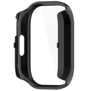 Imagem de Disscool Capa de cobertura total com protetor de tela compatível com Redmi Watch 5 Lite PC e capa protetora de vidro real acessórios para relógio inteligente (preto)