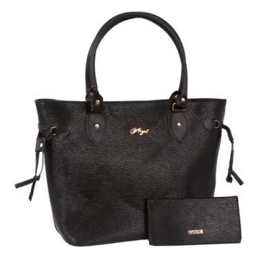 Imagem de Kit Bolsa Feminina Grande ombro + Carteira - Aryel, Preto