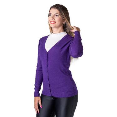 Imagem de Cardigan Feminino Facinelli 651077 Roxo, P, Roxo
