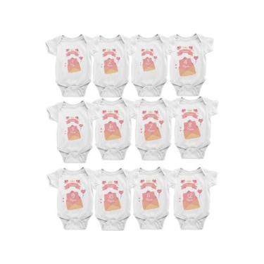 Imagem de Body Mesversario Menina Kit 12 Bodies De Bebê Personalizados Com Nome 