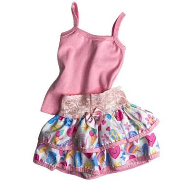 Imagem de Conjunto de blusa e Saia com babados coloridos para bebê - Divina Bele