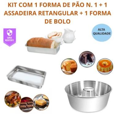 Imagem de Conjunto De 1 Assadeira Retangular 1 Forma De Bolo e 1 Forma De Pão N.