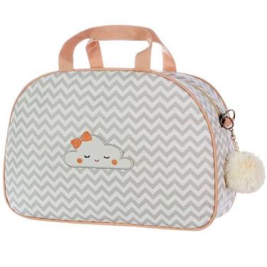 Imagem de Bolsa Maternidade Nuvenzinha Chevron Cinza e Rosê G - Talismã