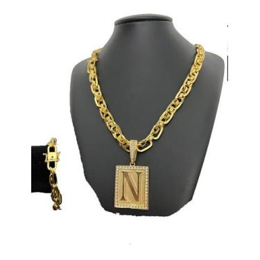 Imagem de Corrente Imperador 10mm + Pulseira + Pingente Banhado a Ouro - ToJoia1