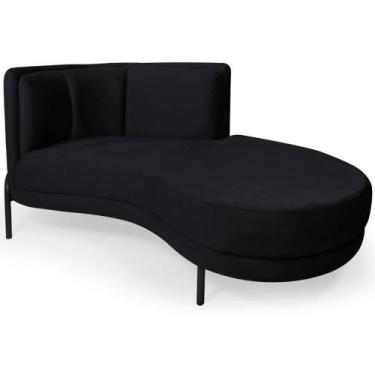 Imagem de Chaise Direito Sala de Estar Penélope Base Preto Veludo Preto - Nexta 