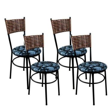 Imagem de 4 Cadeiras Para Cozinha Viena Avelã - Laumar, Floral Preto