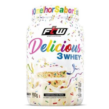 Imagem de Delicious 3 whey 900 g - ftw (bolo de festa), BOLO DE FESTA, 900 G
