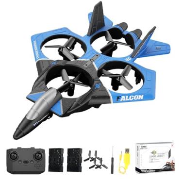 Imagem de FLYVISTA Avião de Espuma RC Drones para Crianças, Decolagem/Pouso com um Clique, Vira 360°, Velocidades de 3 Marchas, Drone de Controle Remoto Seguro, Azul, Iniciante