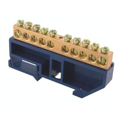 Imagem de Barramento Terra Din 10 Ligações com Suporte Azul - Tramontina