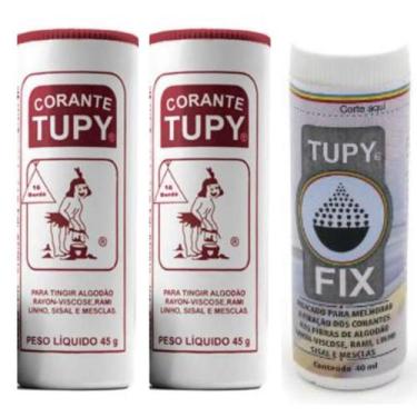 Imagem de Corante Tupy 02 + 1 Fixador Tupy Fix para Tingir Roupa KIT, Bordo