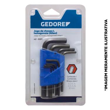 Imagem de Jogo Chave Allen Hexagonal Curta 9 Peças 1,5 a 10MM - Gedore 012103