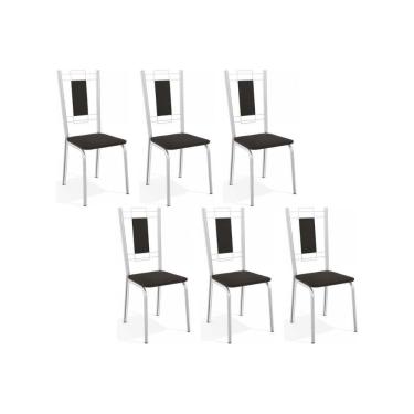 Imagem de Kit 6 Cadeiras Sala Jantar Florença C005 6 Un Cromada/Preto 110 - Kappesberg