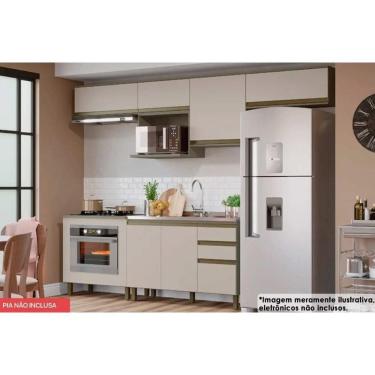 Imagem de Cozinha Modulada Henn Connect 8 Peças (5Aéreos+2Balcões+1Complemento) C5P68 Duna/Cristal-Henn