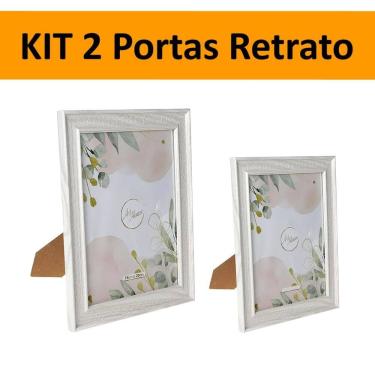 Imagem de Kit 2 Porta Retrato Moderno Craquelado Decorativo Horizontal e Vertical de Mesa Para Fo...