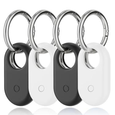 Imagem de SPOMOX Capa para SmartTag2, [pacote com 4] capa de silicone com chaveiro Galaxy Smart tag 2 corpo inteiro à prova de choque, antiarranhões para mochilas, chaves de carro, objetos de valor e