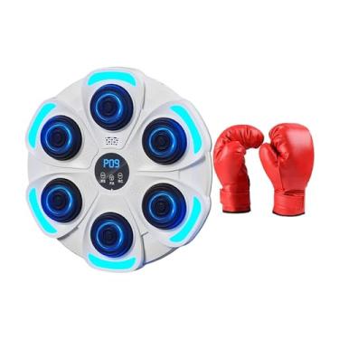 Imagem de Vaveren Música máquina de boxe eletrônico parede alvo iluminado equipamento de treinamento de boxe almofada de perfuração treinador de boxe para exercício, Branco