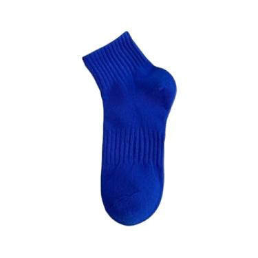 Imagem de chanstore 3 pares - Meias femininas curtas de cor sólida, meias masculinas casuais primavera e outono simples cano médio - azul
