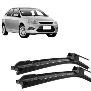 Imagem de Par Palheta Limpador ParaBrisa em Silicone Compatível Com Ford Focus 2000 2001 2002 2003 2004 2005 2006 2007 2008 Tipo Gancho