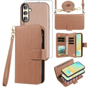 Imagem de Asuwish Capa de celular para Samsung Galaxy S24 FE 5G Carteira com zíper magnética destacável com protetor de tela de vidro temperado, alça transversal, compartimento para cartão S 24 EF S24FE 24S