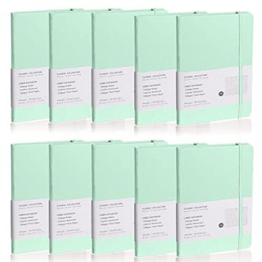 Imagem de EMOMAS Caderno de diário forrado, pacote com 10 (casca de ovo, verde), 160 páginas, médio 14,5 cm x 20,3 cm - papel grosso de 100 g/m², capa dura