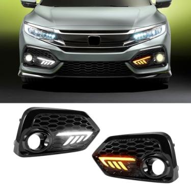 Imagem de Fancemot Luzes de neblina de LED, luzes diurnas (DRL) compatíveis com Honda Civic Si Hatchback 2016-2021