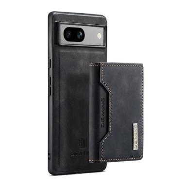 Imagem de Capa carteira destacável para celular Google Pixel 8A, carteira de couro retrô com suporte removível com capa traseira magnética fina à prova de choque para Google Pixel 8A (preta)