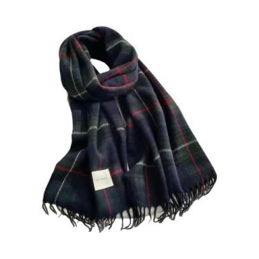 Imagem de Lenço de Viagem Feminino de Caxemira - Xadrez, Pashmina com Borla, Wt1