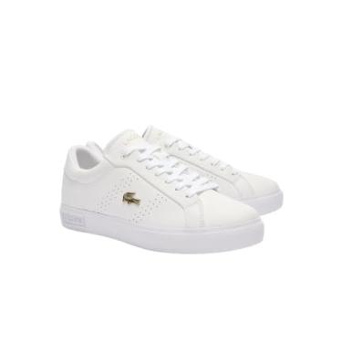 Imagem de Lacoste Tênis feminino Powercourt, Branco/Ouro, 38